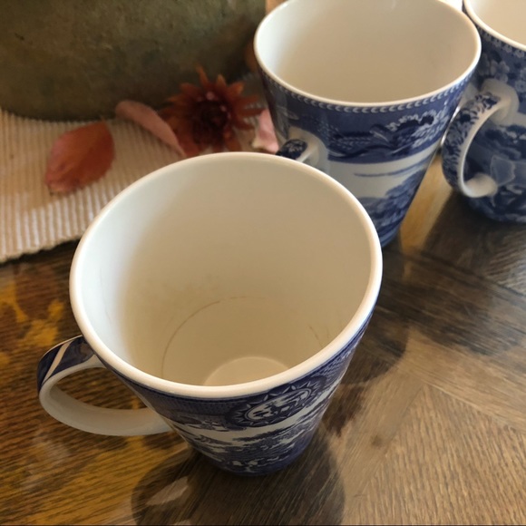 4 LARGE Spode Blue Coffee Tea Cups Gothic Castle - Picture 5 of 6